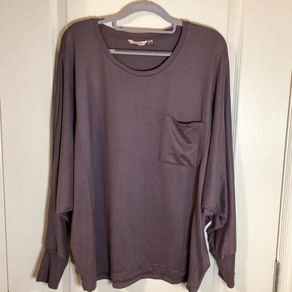 La Vie en Rose Women's Purple Batwing Top Long Sleeve T-Shirt Size L Stretchy - Picture 1 of 7